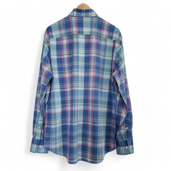 Peter Millar Summer Comfort Pinehurst Shirt Men's Blue Plaid Performance Golf L - Picture 3 of 6